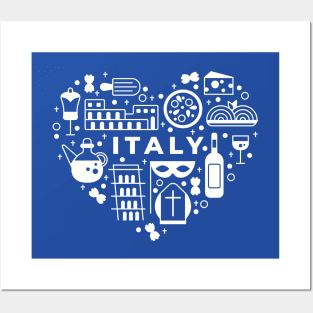 Italian Icons in a Heart Shape // Italy Pride Posters and Art